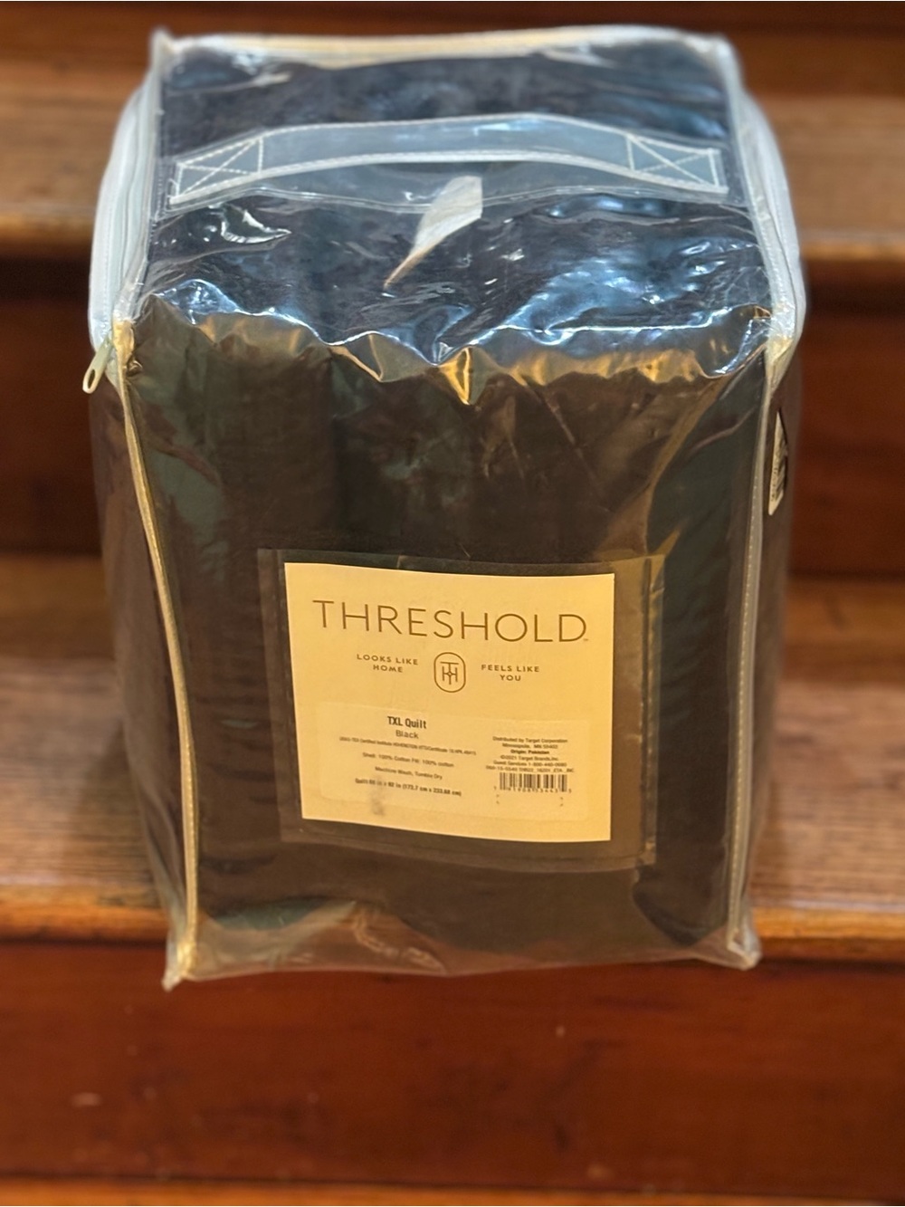 Threshold Black Quilted Coverlet - Solid Black Bedding